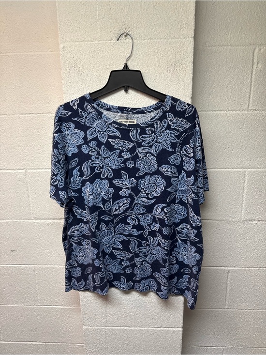 We The Free Tops - We The Free Navy Tee with Light Blue Floral Print